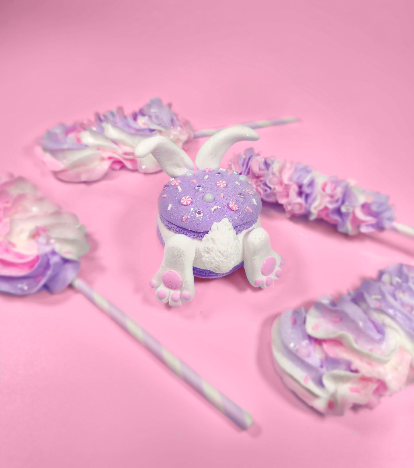 Adorable Bunny in Macaroon Prop, Whimsical Adorable Easter Decor