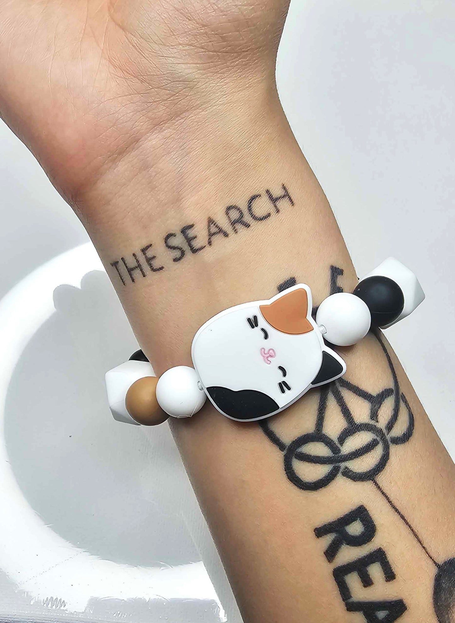 Silicone Chewable Stimming Squishmallow Cat Bracelet (Brown)