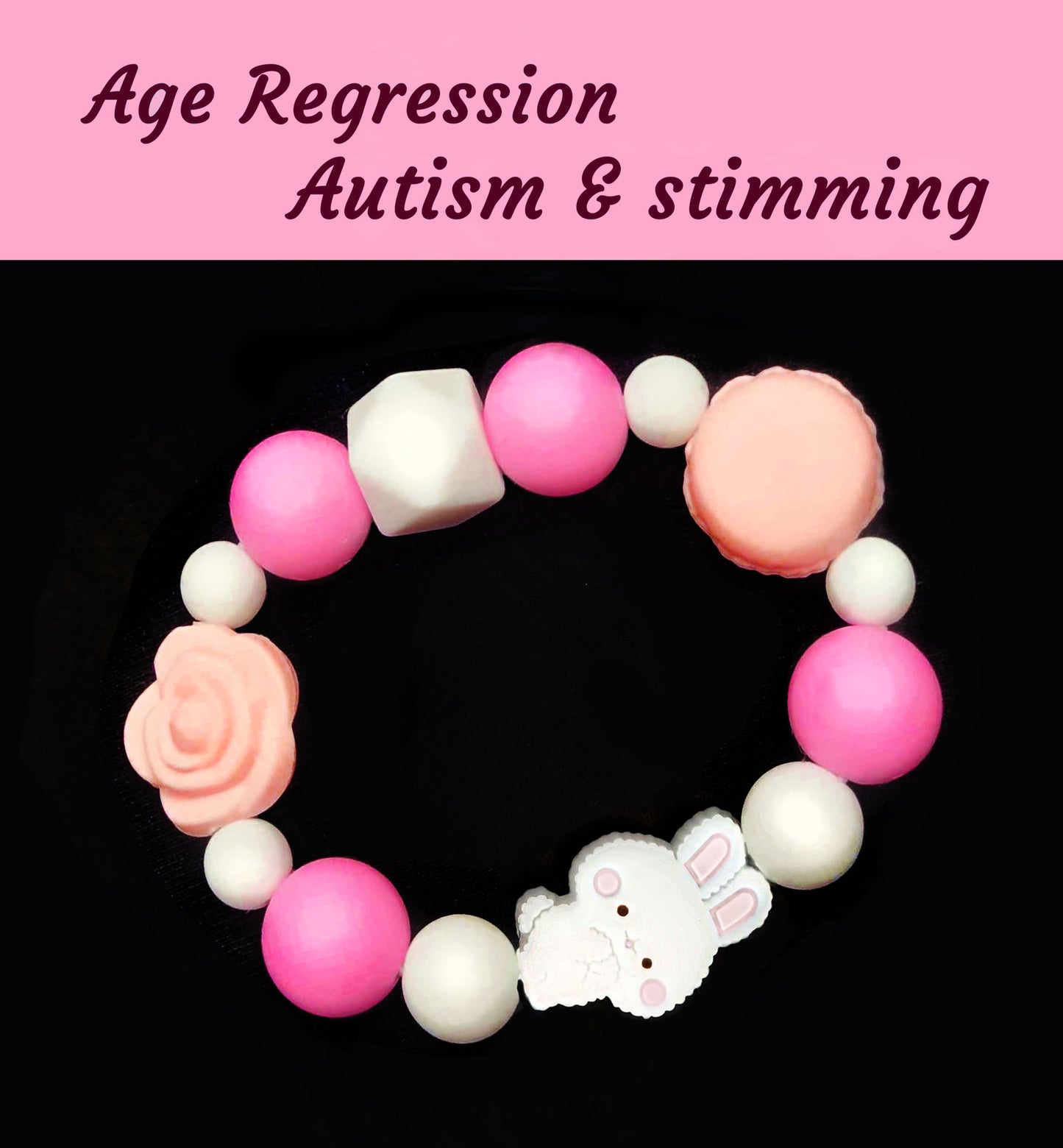 Silicone Chewable Stimming Pink Bunny Bracelet