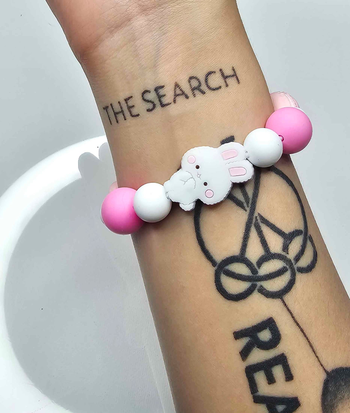 Silicone Chewable Stimming Pink Bunny Bracelet