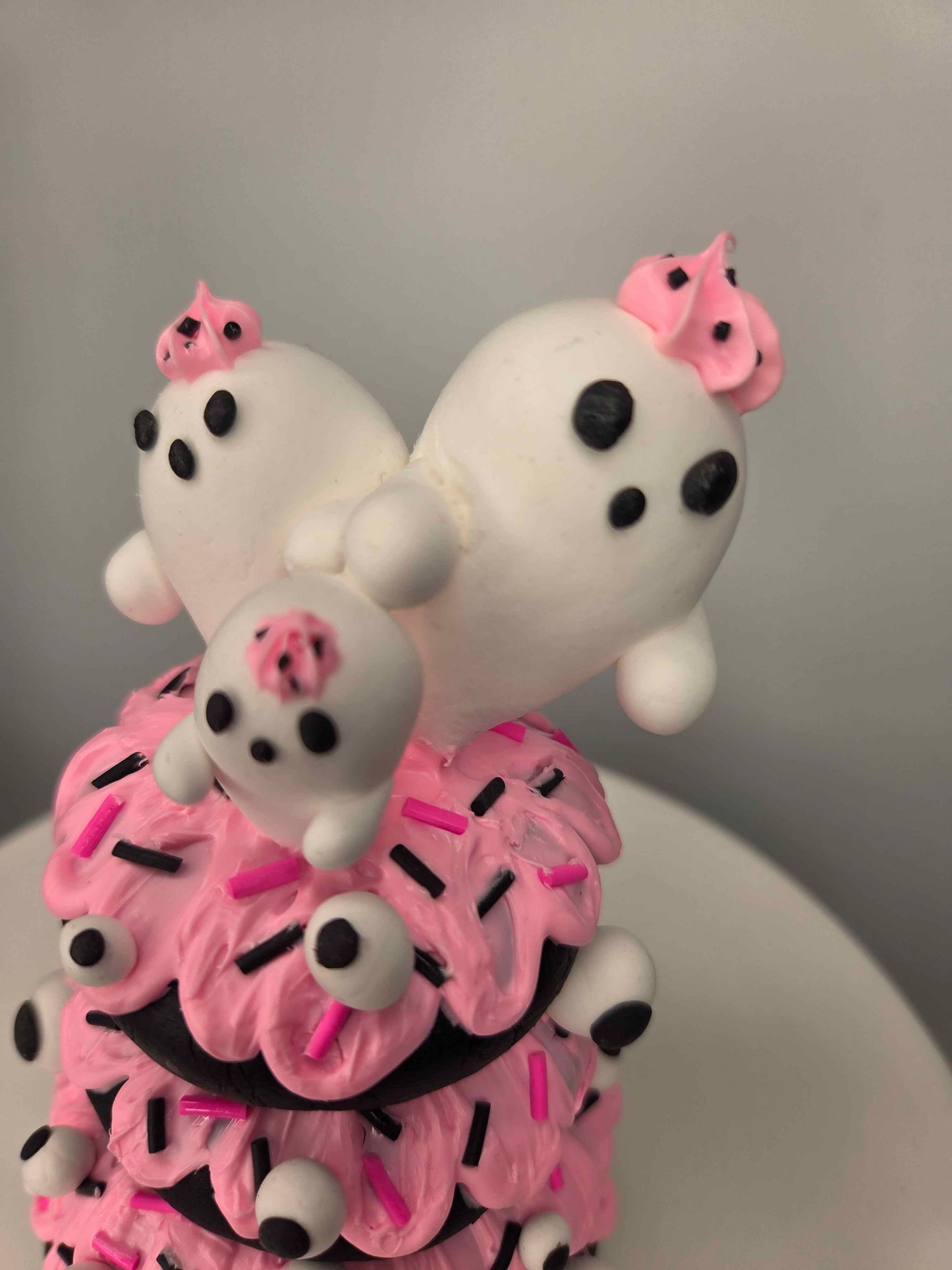 Ghost Donut Tower Prop, Whimsical Adorable Ghost Decor