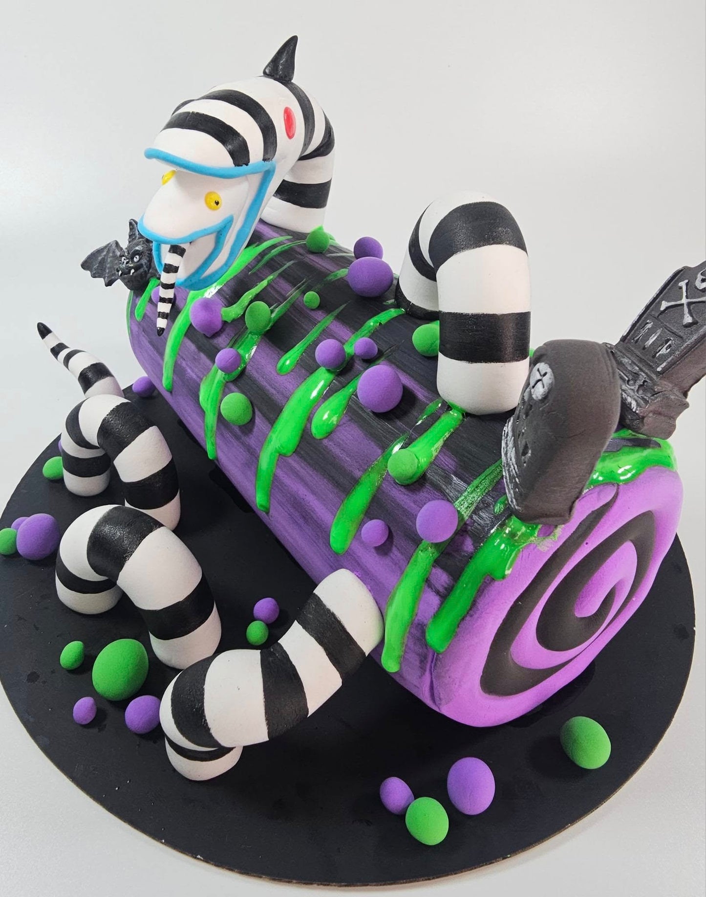 Sandworm yule log Prop, Beatle Juice Decor, Whimsical Decor