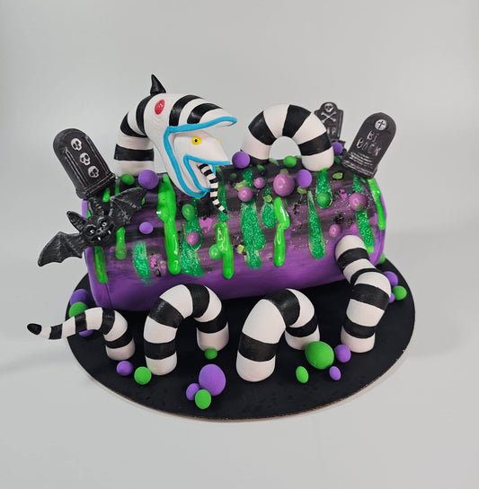 Sandworm yule log Prop, Beatle Juice Decor, Whimsical Decor