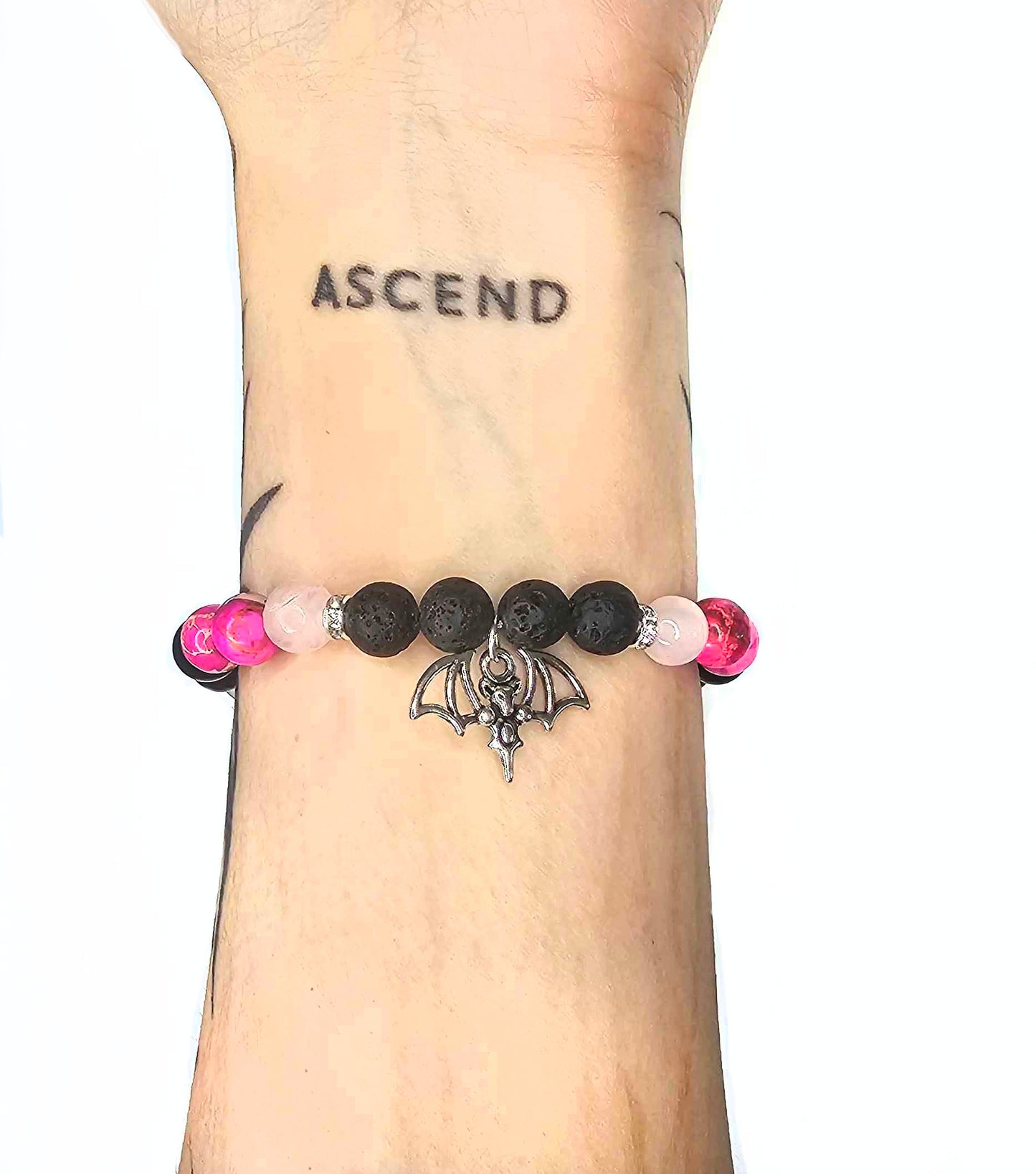 Anxiety & Depression Support Crystal Diffuser Bracelet (Customizable Charm) Pink/Magenta