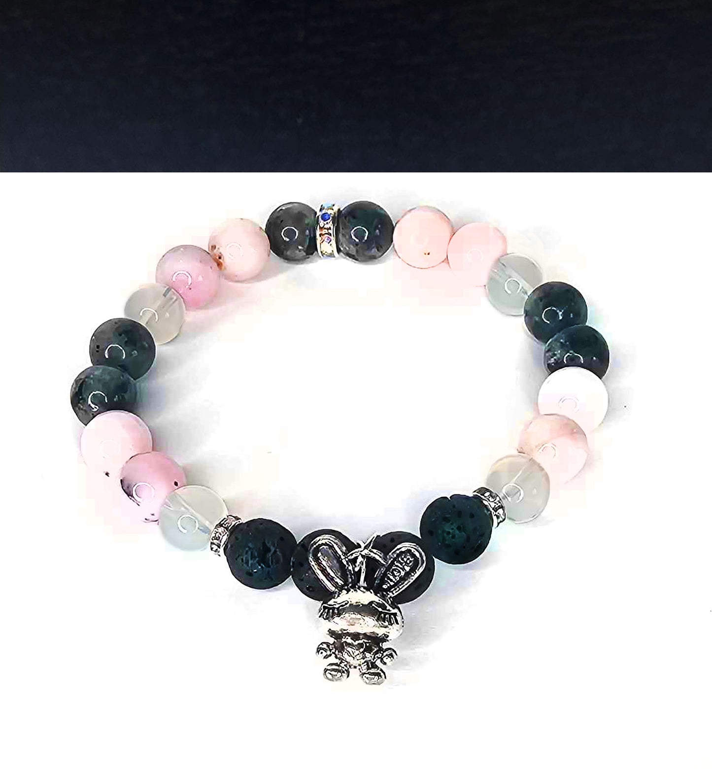 BPD & Emotion Regulation Support Crystal Diffuser Bracelet (Customizable Charm) Pink/White