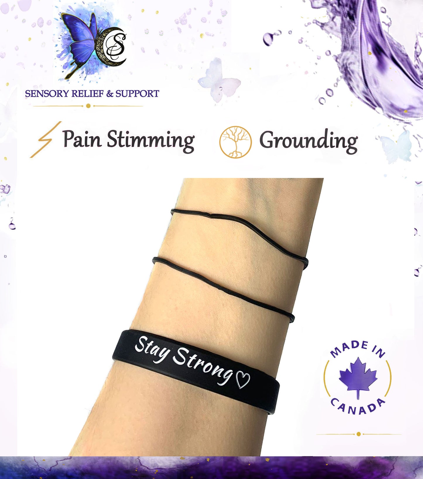 Stay Strong Wrist Band & Rubber Bands (Amanda Todd inspired Harm Reduction tool)