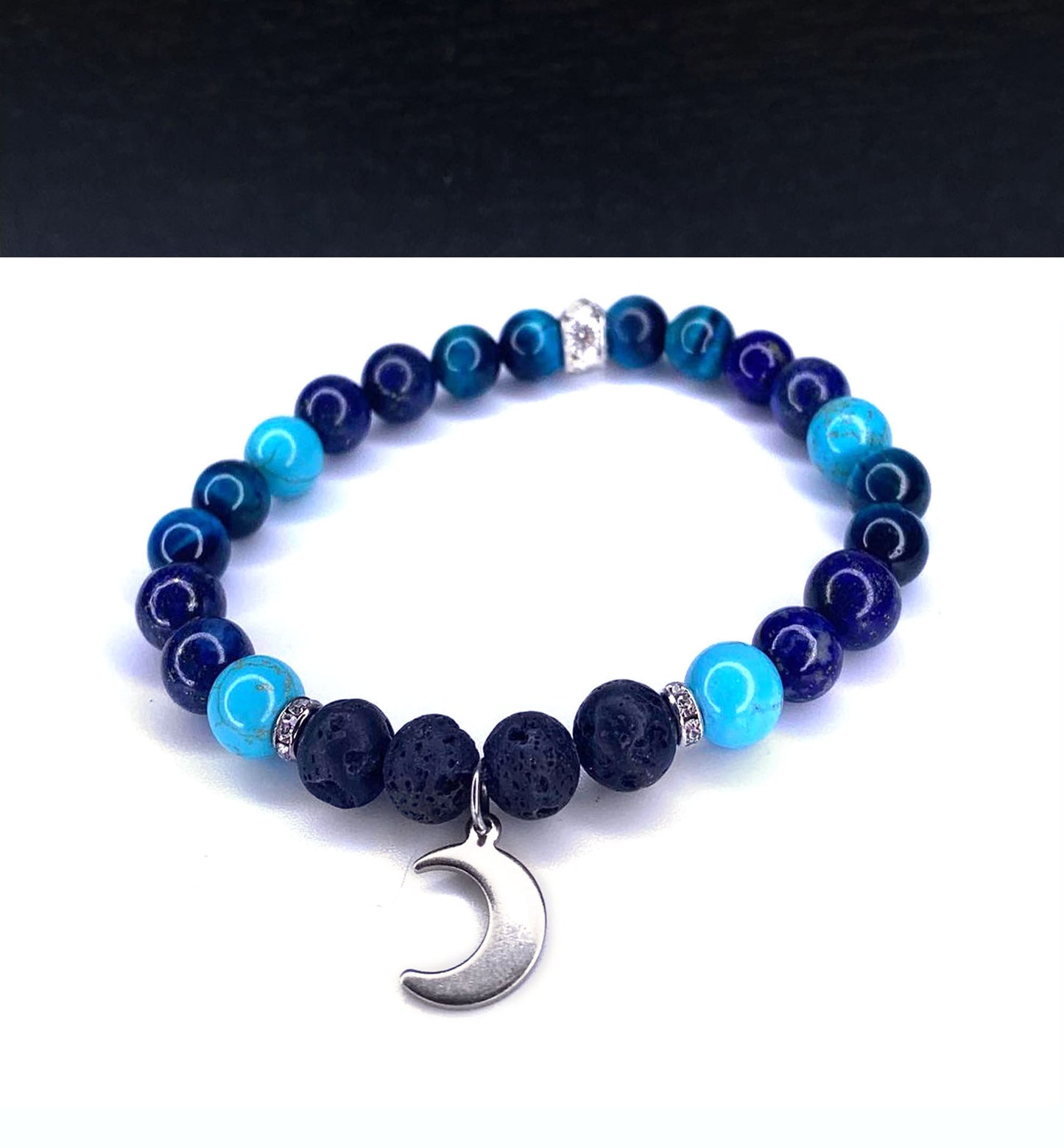 Anxiety Support Crystal Diffuser Bracelet (Customizable Charm) Blue