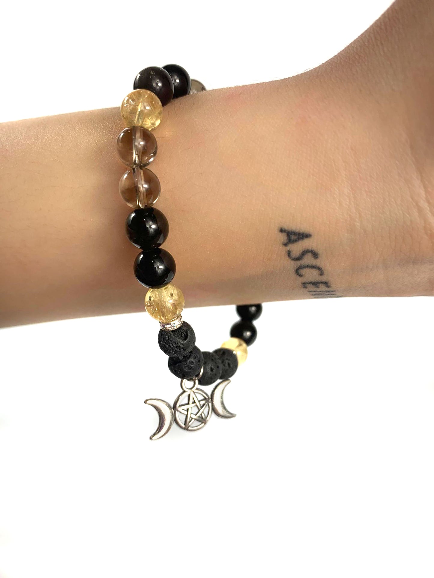 Depression & ADHD Support Crystal Diffuser Bracelet (Customizable Charm) Yellow/Brown